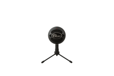 Logitech Blue Microphone Snowball iCE USB Mic on a stand, ideal for streaming and recording high-quality audio.